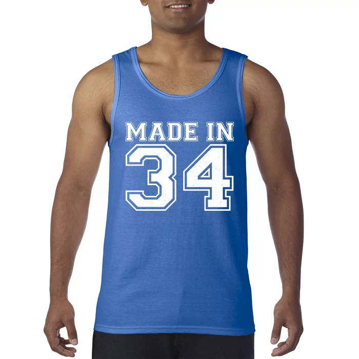 Sporty Jersey Style Made In 1934 90th Birthday Tank Top