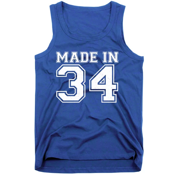 Sporty Jersey Style Made In 1934 90th Birthday Tank Top