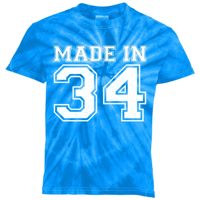 Sporty Jersey Style Made In 1934 90th Birthday Kids Tie-Dye T-Shirt