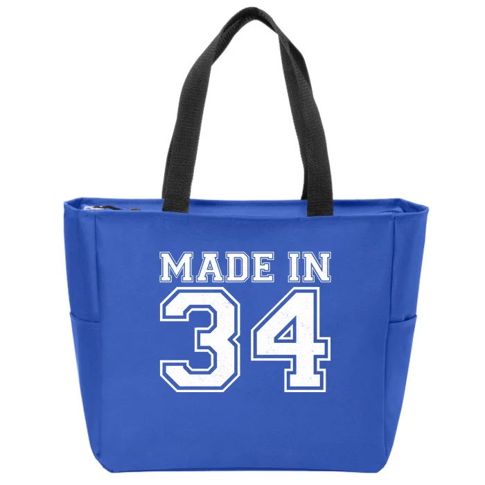 Sporty Jersey Style Made In 1934 90th Birthday Zip Tote Bag