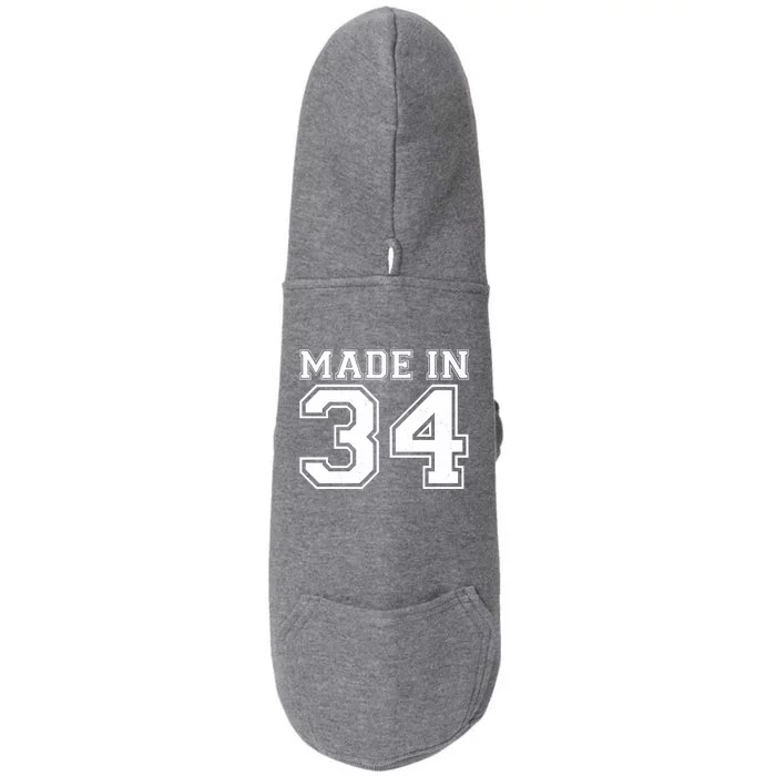 Sporty Jersey Style Made In 1934 90th Birthday Doggie 3-End Fleece Hoodie