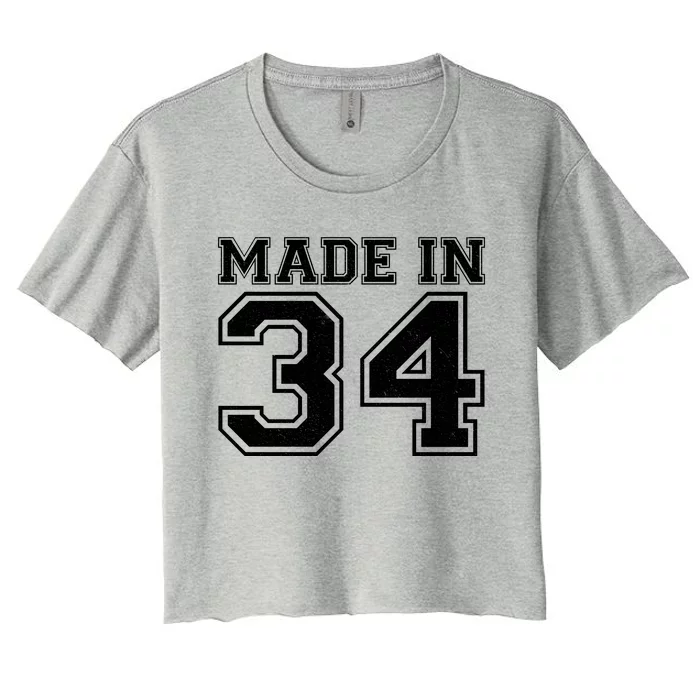 Sporty Jersey Style Made In 1934 90th Birthday Women's Crop Top Tee