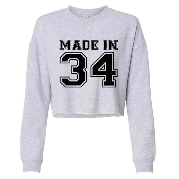 Sporty Jersey Style Made In 1934 90th Birthday Cropped Pullover Crew