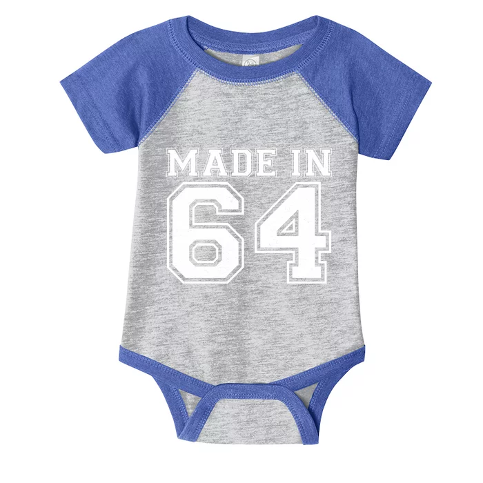 Sporty Jersey Style Made In 1964 60th Birthday Infant Baby Jersey Bodysuit