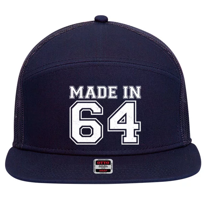 Sporty Jersey Style Made In 1964 60th Birthday 7 Panel Mesh Trucker Snapback Hat