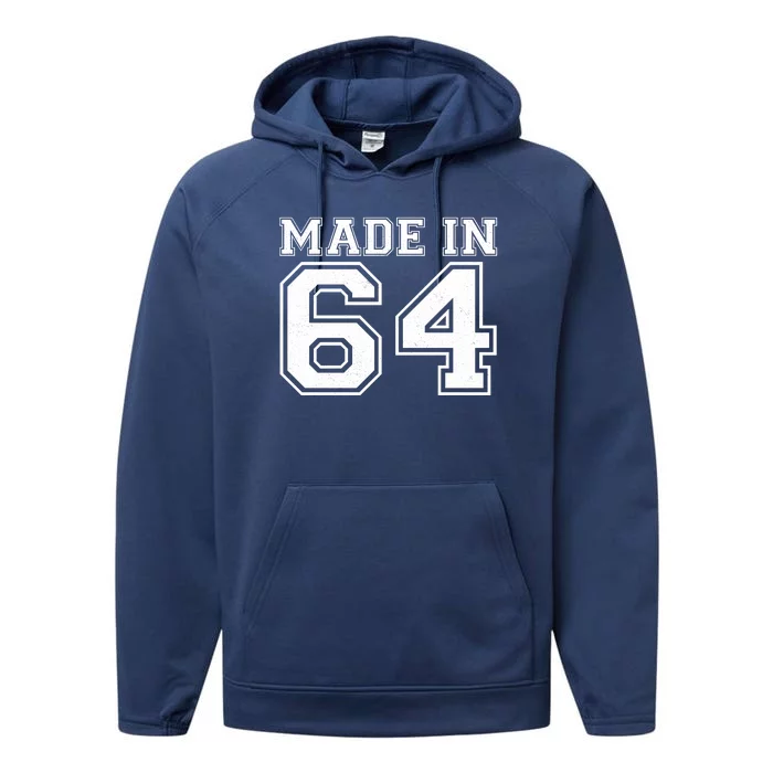 Sporty Jersey Style Made In 1964 60th Birthday Performance Fleece Hoodie