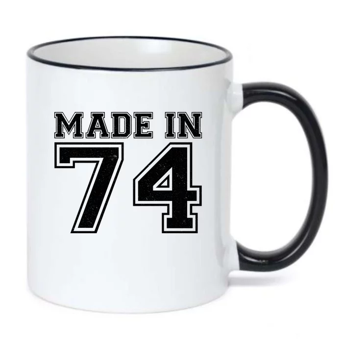 Sporty Jersey Style Made In 1974 50th Birthday Black Color Changing Mug