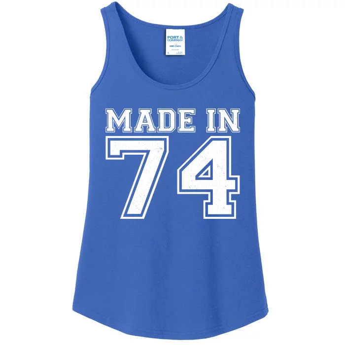 Sporty Jersey Style Made In 1974 50th Birthday Ladies Essential Tank