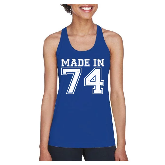 Sporty Jersey Style Made In 1974 50th Birthday Women's Racerback Tank