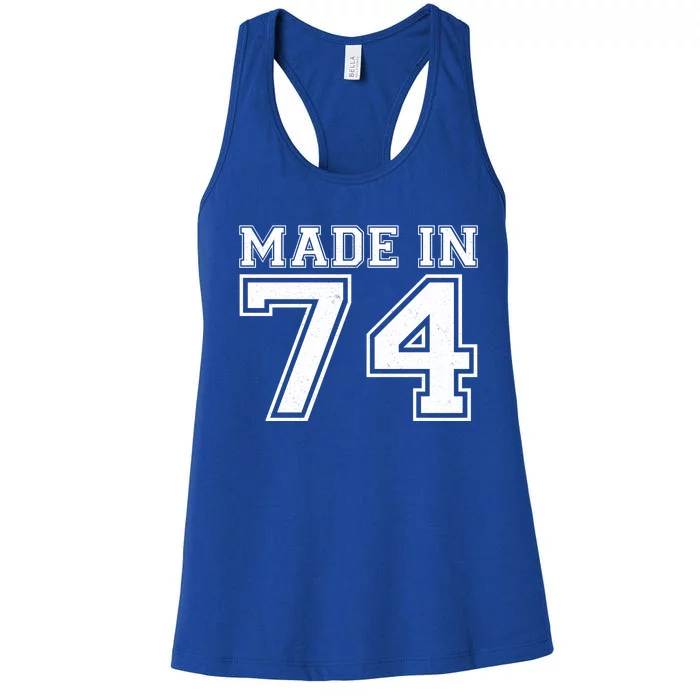 Sporty Jersey Style Made In 1974 50th Birthday Women's Racerback Tank