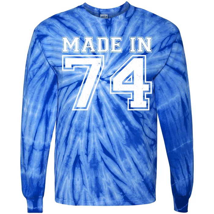 Sporty Jersey Style Made In 1974 50th Birthday Tie-Dye Long Sleeve Shirt