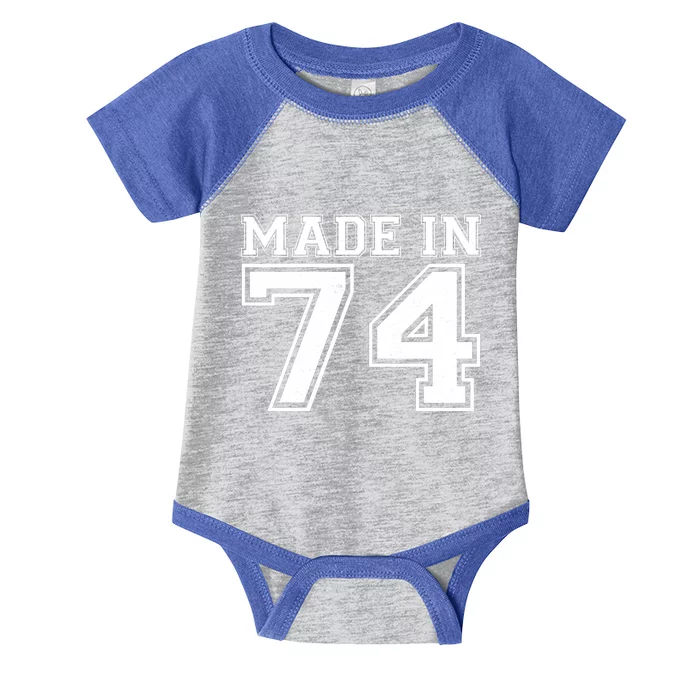 Sporty Jersey Style Made In 1974 50th Birthday Infant Baby Jersey Bodysuit