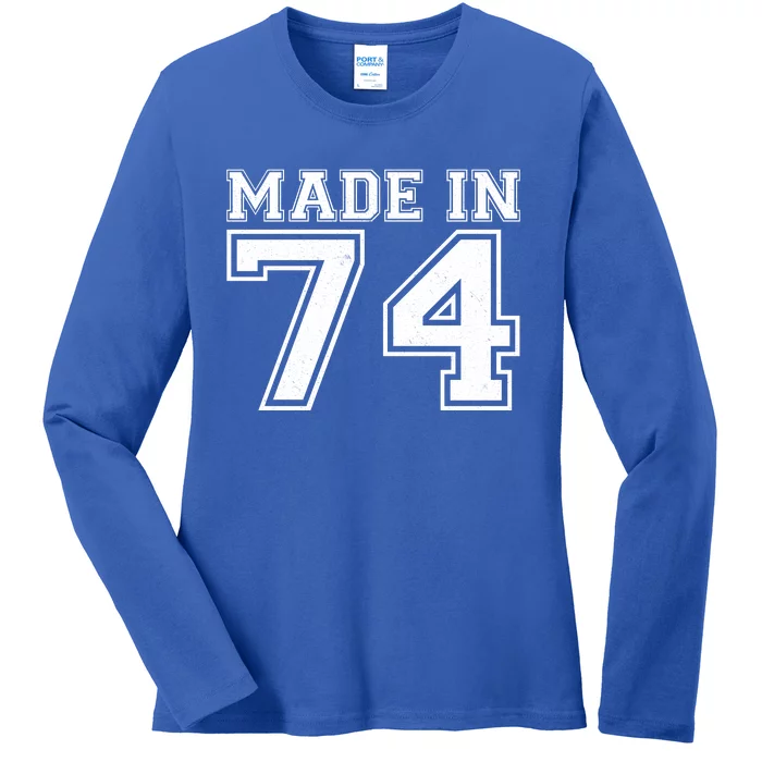 Sporty Jersey Style Made In 1974 50th Birthday Ladies Long Sleeve Shirt