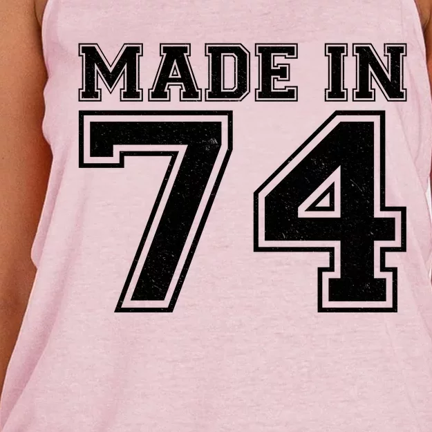 Sporty Jersey Style Made In 1974 50th Birthday Women's Knotted Racerback Tank