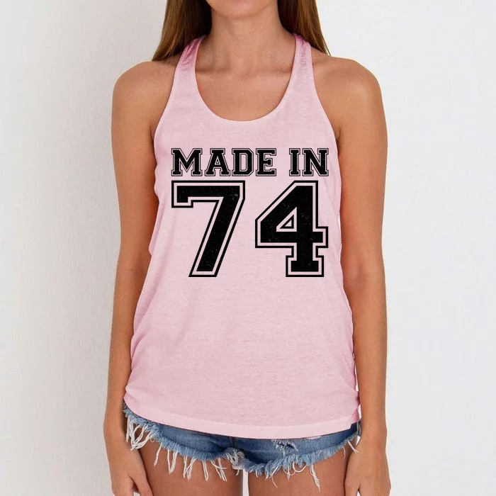 Sporty Jersey Style Made In 1974 50th Birthday Women's Knotted Racerback Tank