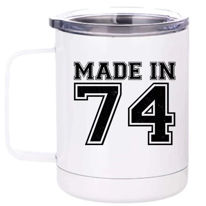 Sporty Jersey Style Made In 1974 50th Birthday Front & Back 12oz Stainless Steel Tumbler Cup