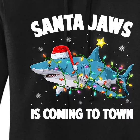 Santa Jaws Shark Christmas Lights Merry Sharkmas Xmas Boys TShirt Women's Pullover Hoodie