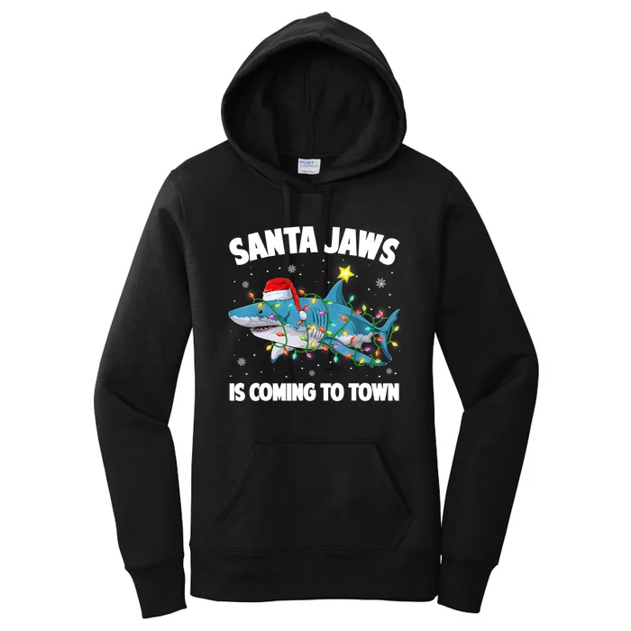 Santa Jaws Shark Christmas Lights Merry Sharkmas Xmas Boys TShirt Women's Pullover Hoodie