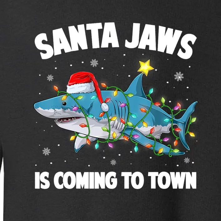 Santa Jaws Shark Christmas Lights Merry Sharkmas Xmas Boys TShirt Toddler Sweatshirt