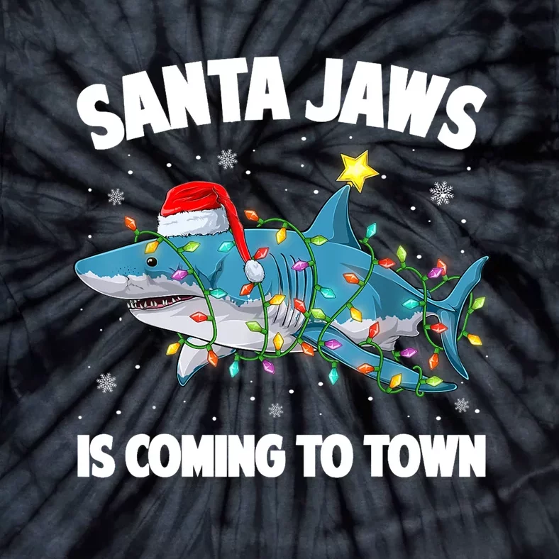 Santa Jaws Shark Christmas Lights Merry Sharkmas Xmas Boys TShirt Tie-Dye T-Shirt