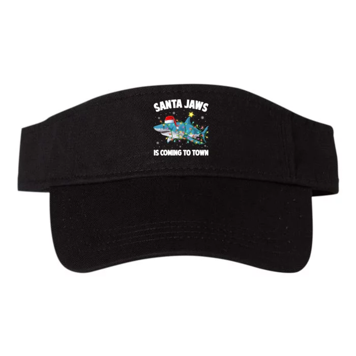 Santa Jaws Shark Christmas Lights Merry Sharkmas Xmas Boys TShirt Valucap Bio-Washed Visor