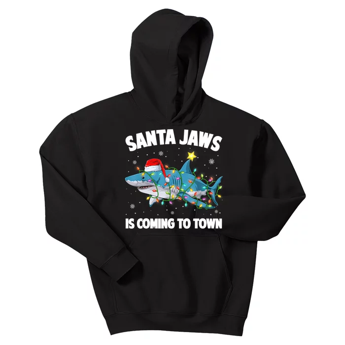 Santa Jaws Shark Christmas Lights Merry Sharkmas Xmas Boys TShirt Kids Hoodie