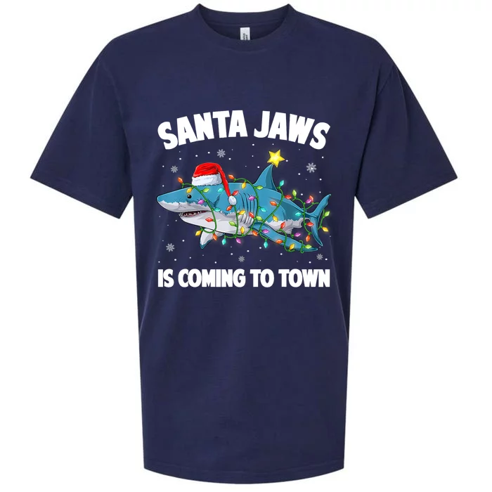 Santa Jaws Shark Christmas Lights Merry Sharkmas Xmas Boys TShirt Sueded Cloud Jersey T-Shirt