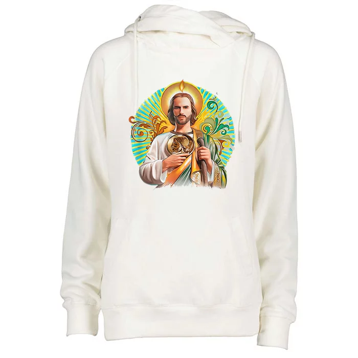 San Judas Tadeo Shirts San Judas Shirts Mexican Womens Funnel Neck Pullover Hood