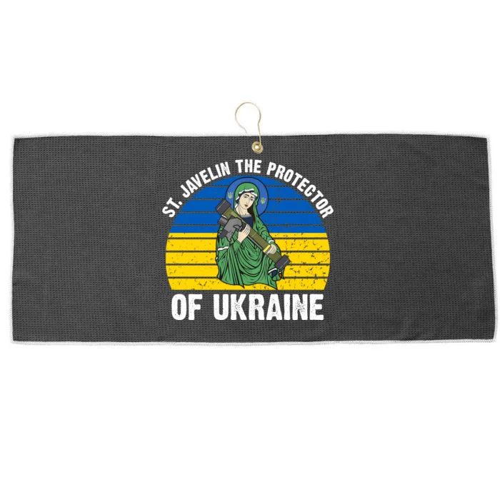 Saint Javelin The Protector Of Ukraine Ukrainian Flag Large Microfiber Waffle Golf Towel