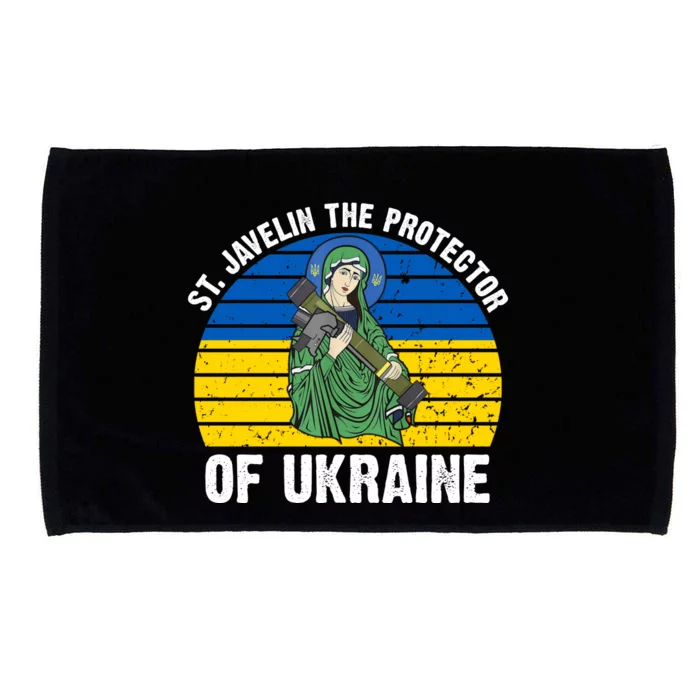 Saint Javelin The Protector Of Ukraine Ukrainian Flag Microfiber Hand Towel