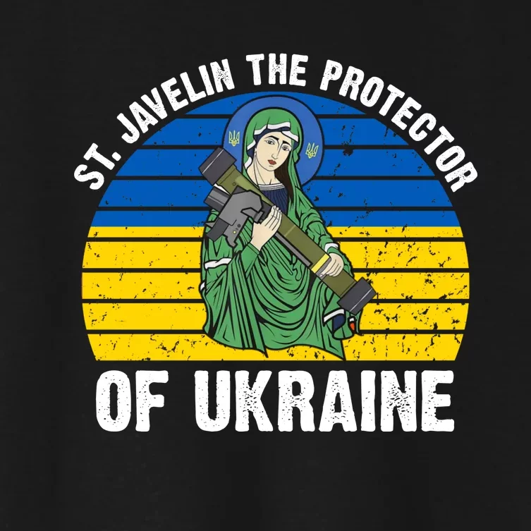 Saint Javelin The Protector Of Ukraine Ukrainian Flag Women's Crop Top Tee