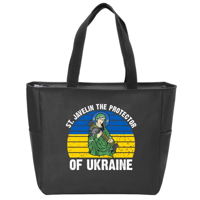 Saint Javelin The Protector Of Ukraine Ukrainian Flag Zip Tote Bag