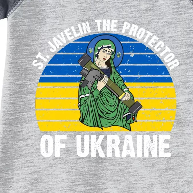 Saint Javelin The Protector Of Ukraine Ukrainian Flag Infant Baby Jersey Bodysuit