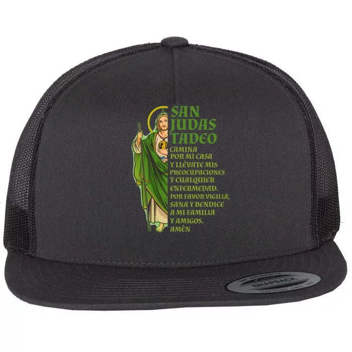 San Judas Tadeo Con OracióN Flat Bill Trucker Hat