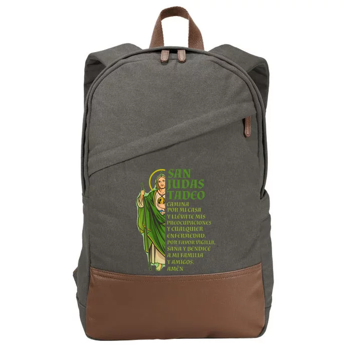 San Judas Tadeo Con OracióN Cotton Canvas Backpack