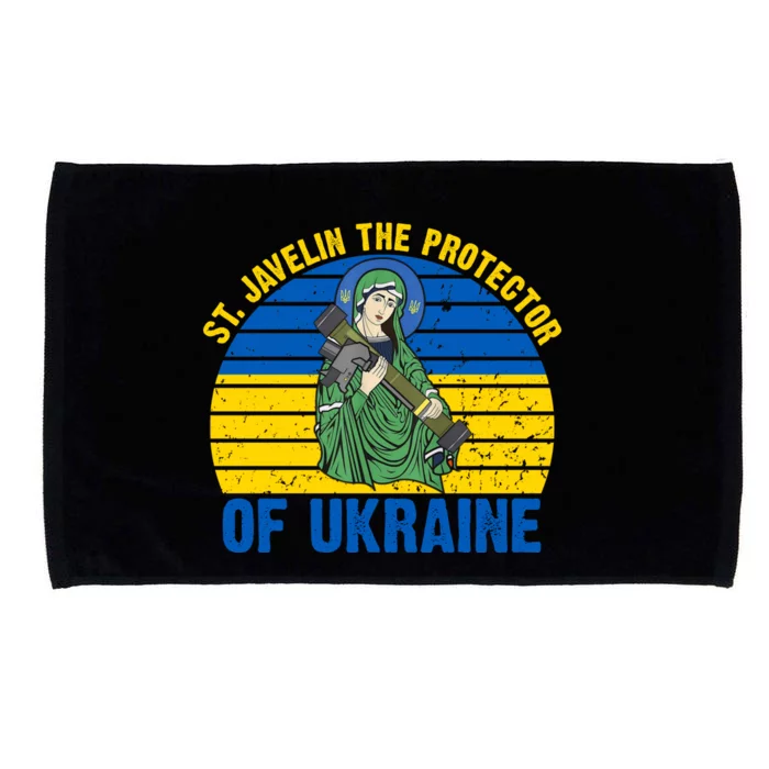 Saint Javelin The Protector Of Ukraine Ukrainian Flag Microfiber Hand Towel