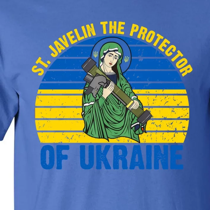 Saint Javelin The Protector Of Ukraine Ukrainian Flag Tall T-Shirt