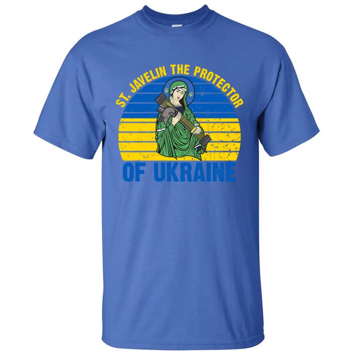 Saint Javelin The Protector Of Ukraine Ukrainian Flag Tall T-Shirt