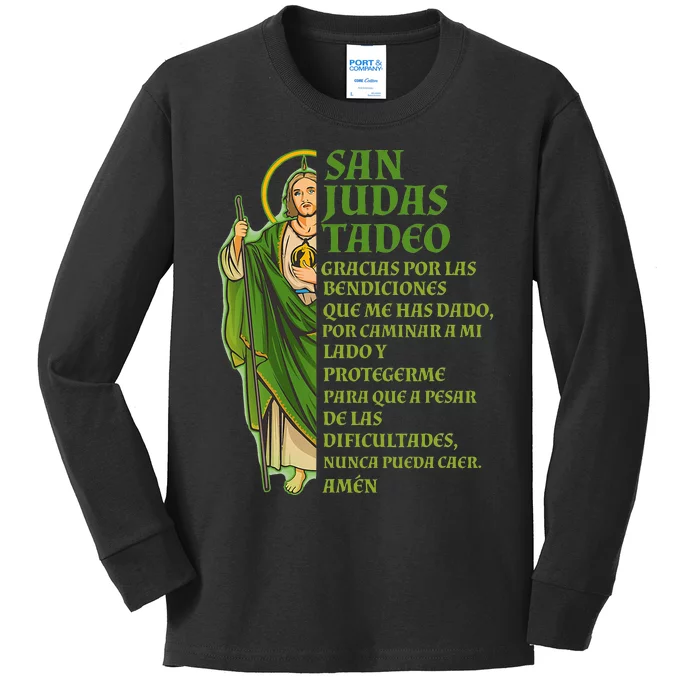 San Judas Tadeo gracias por protegerme christian Kids Long Sleeve Shirt