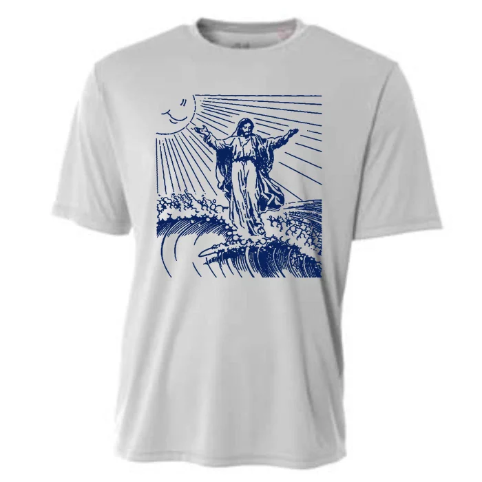 Surfing Jesus T Shirt Vintage Surfing T Shirt Surf Jesus Shirt 80s Surfer Tees Cooling Performance Crew T-Shirt