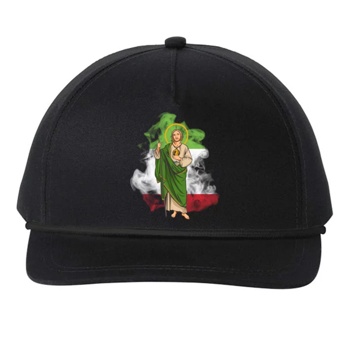 San Judas Tadeo con Bandera de México Snapback Five-Panel Rope Hat