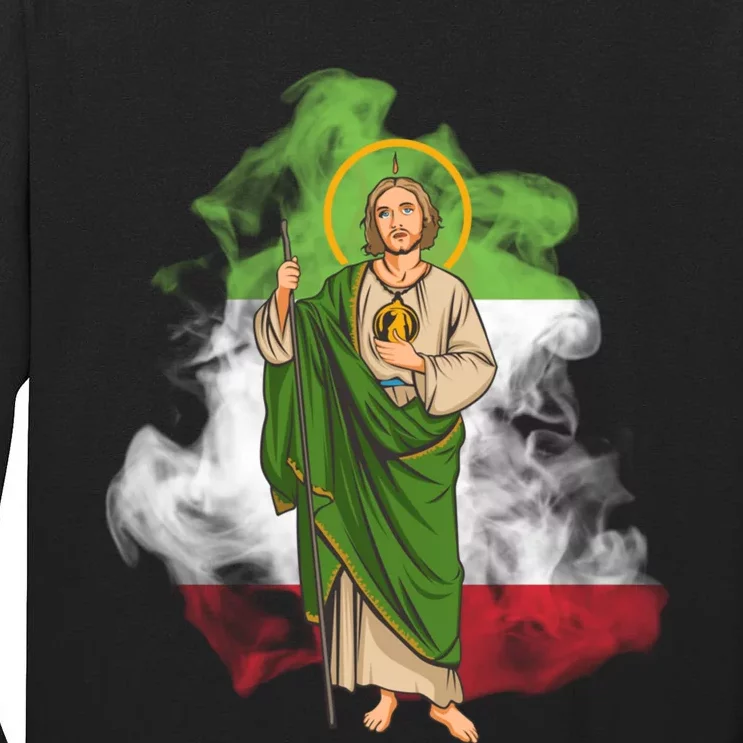 San Judas Tadeo con Bandera de México Tall Long Sleeve T-Shirt