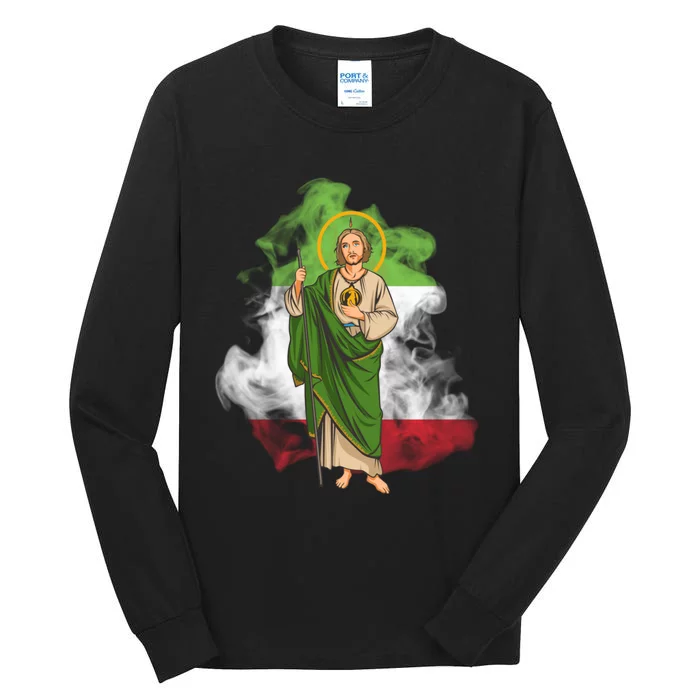 San Judas Tadeo con Bandera de México Tall Long Sleeve T-Shirt