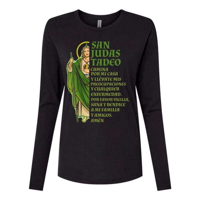 San Judas Tadeo Con OracióN Womens Cotton Relaxed Long Sleeve T-Shirt