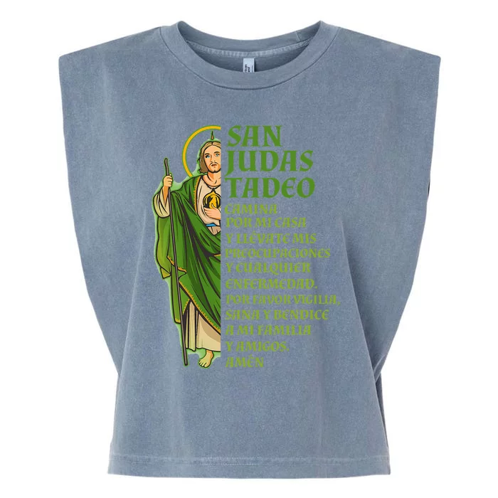 San Judas Tadeo Con OracióN Garment-Dyed Women's Muscle Tee