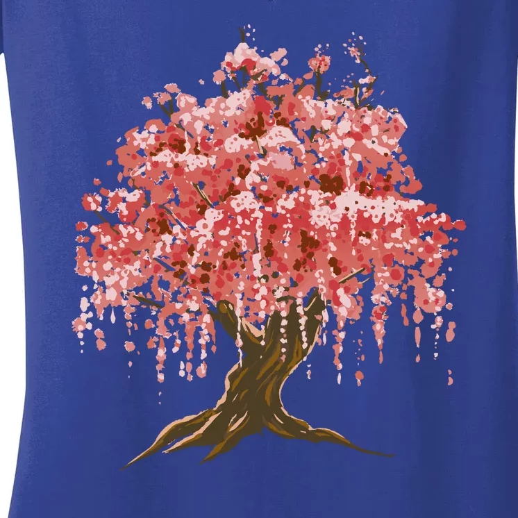 Sakura Japanese Tree Art Women's V-Neck T-Shirt