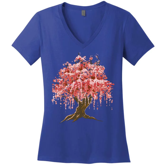 Sakura Japanese Tree Art Women's V-Neck T-Shirt