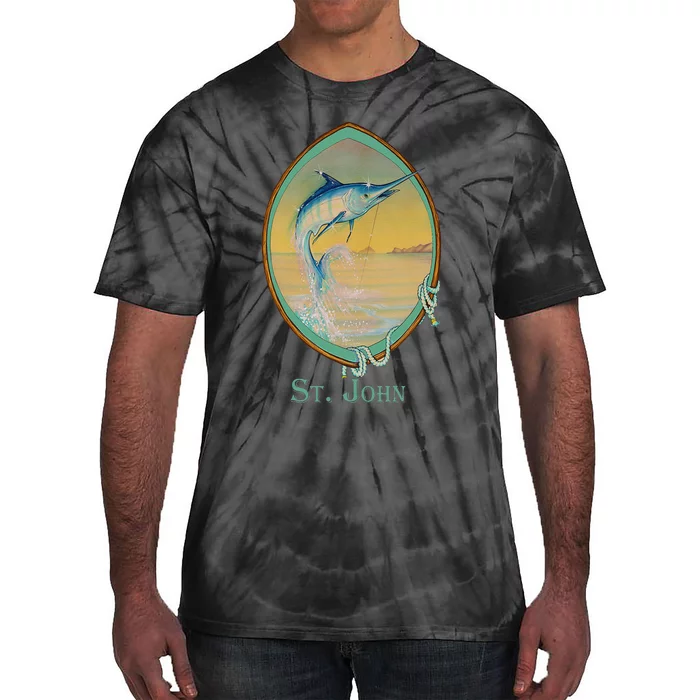 St. John USVI Vintage Retro Fishing Vacation Tie-Dye T-Shirt