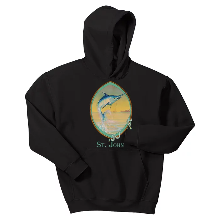 St. John USVI Vintage Retro Fishing Vacation Kids Hoodie