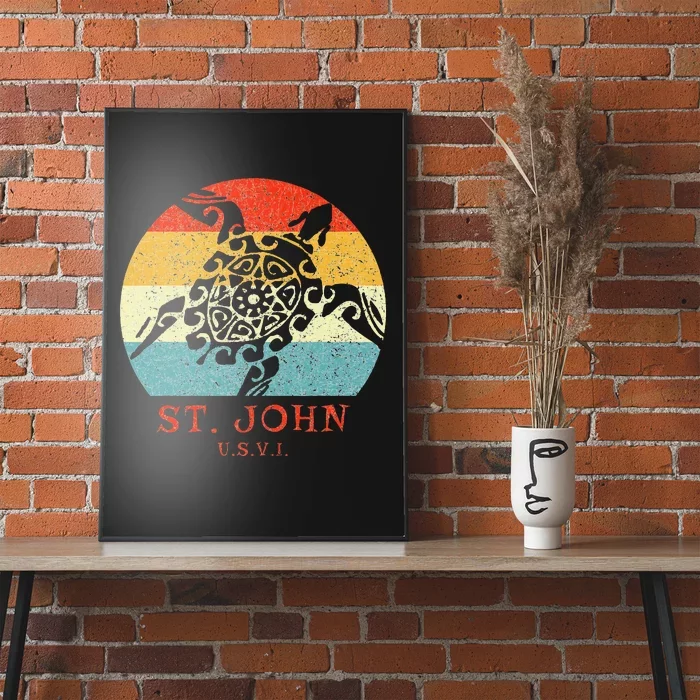 St. John Usvi Vintage Retro Tribal Turtle Vacation Poster